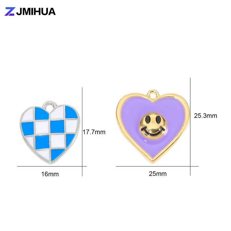 10pcs/lot Enamel Heart Charms 24Colors Bohemia Pendants For Jewelry Making Earrings Bracelets Necklaces DIY Handmade Accessories