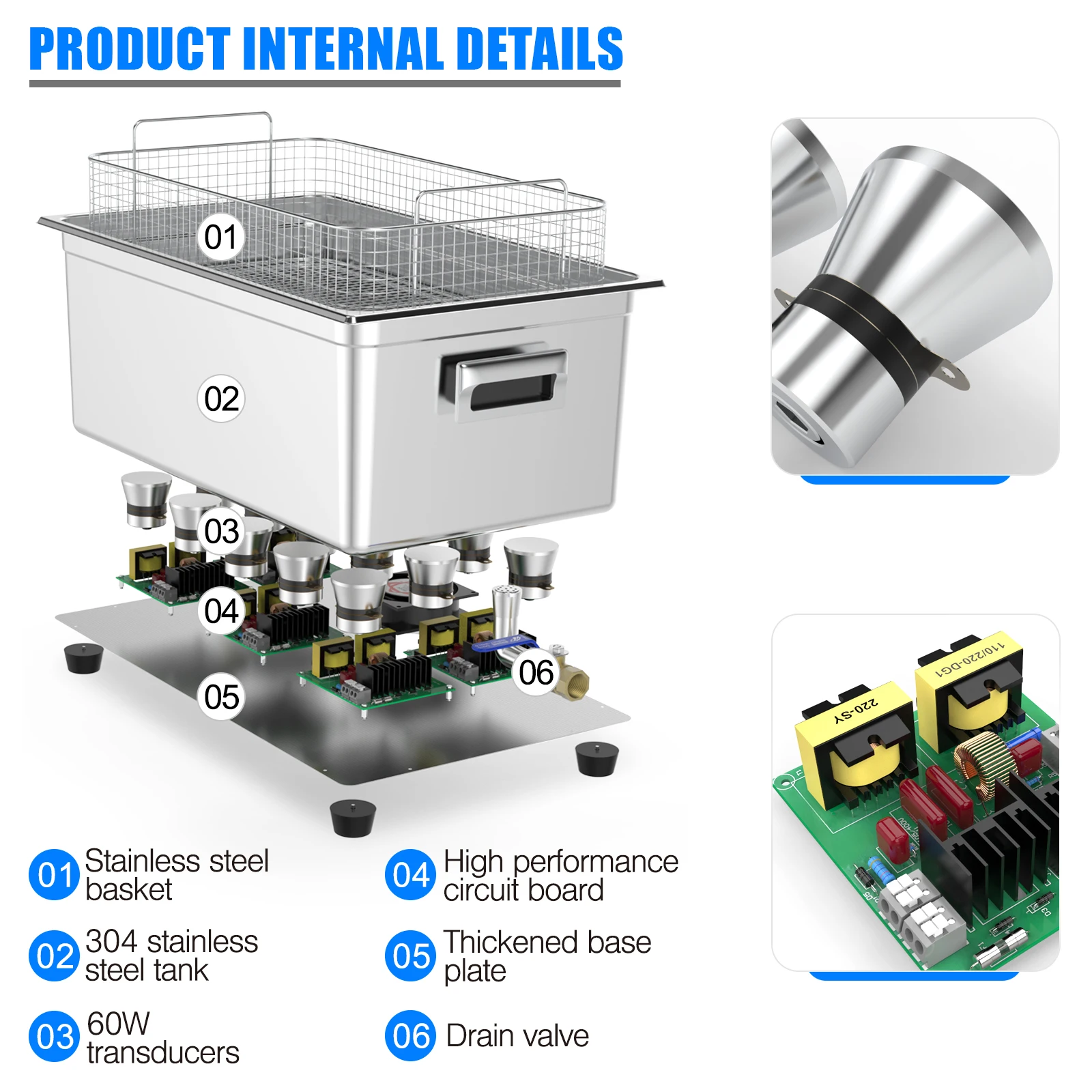 Granbo-Temporizador de calentador mecánico, limpiador ultrasónico para modelos dentales 3D, bujía PCB, cadenas de bicicleta, 3,2 L, 180W, 40KHz