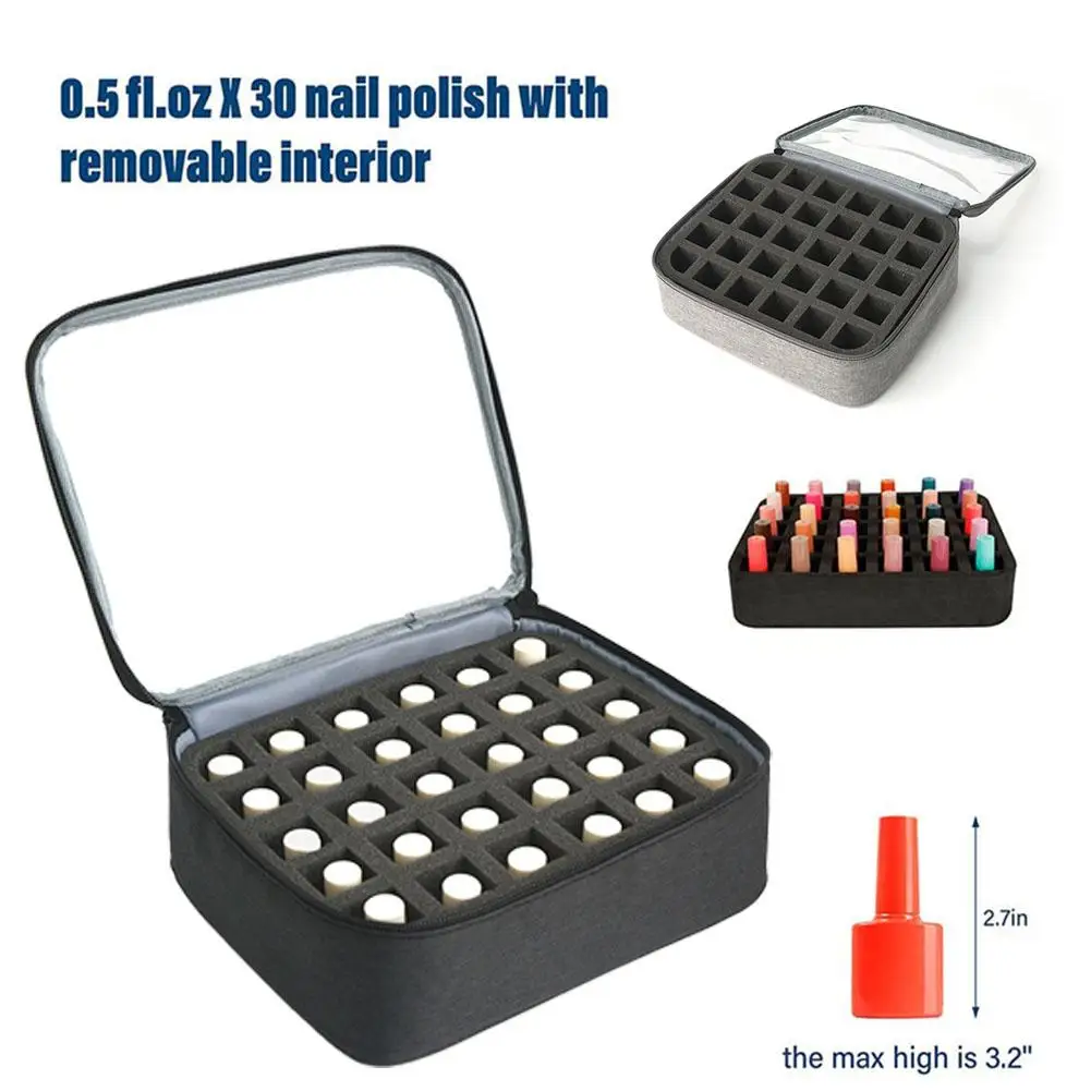 

30 Bottles Nail Polish Storage Bag Portable Hand-held Large Capacity Nail Varnish Organizer Bag, Holds up to 30 Bottles(15ml)