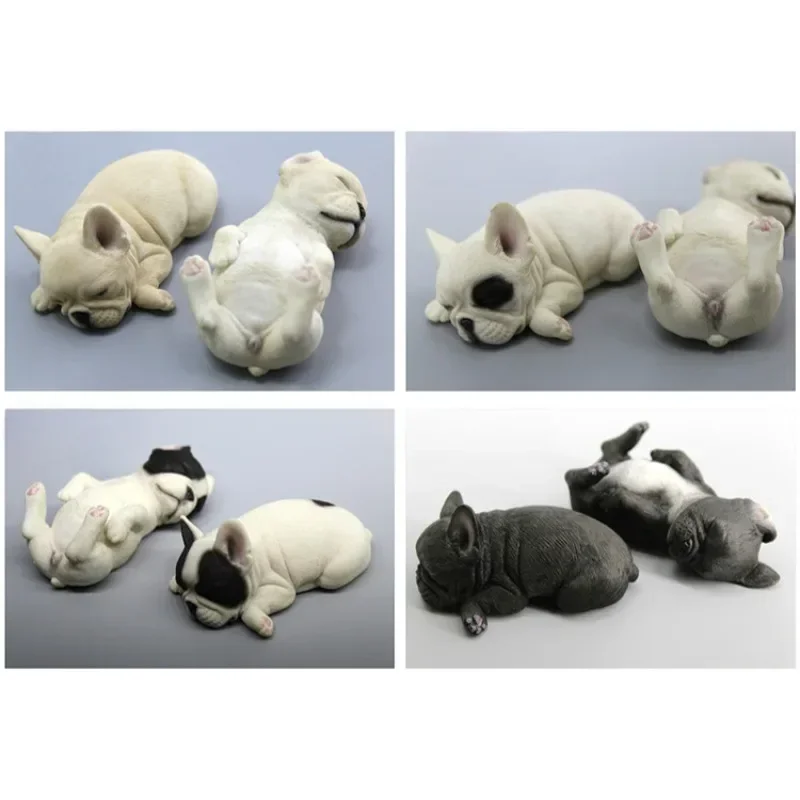 

1/6 Scale Cute Sleeping French Bulldog Resin with Lying Down Posture Styles Simulation Animal Dog Model Toys