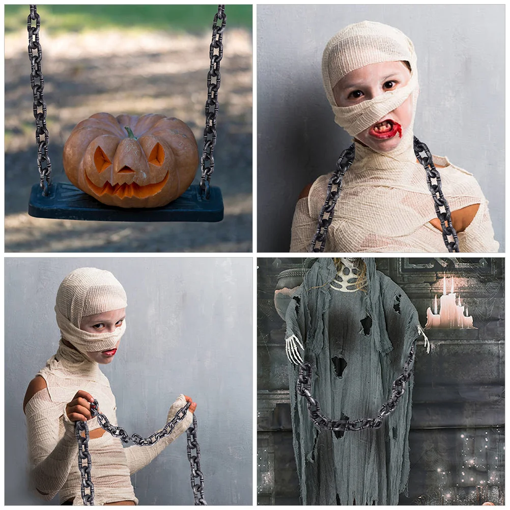 

2pcs Plastic Chain Link Decor For Halloween Party Costume Cosplay Masquerade Decorations Fake Chain Prop Accessory