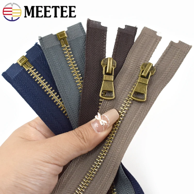 2/5 pz Meetee 5 # cerniere in metallo 40/50/60/70/80cm Open-End Zipper zaino cerniere per cucire chiusure per vestiti Decor Zip accessori