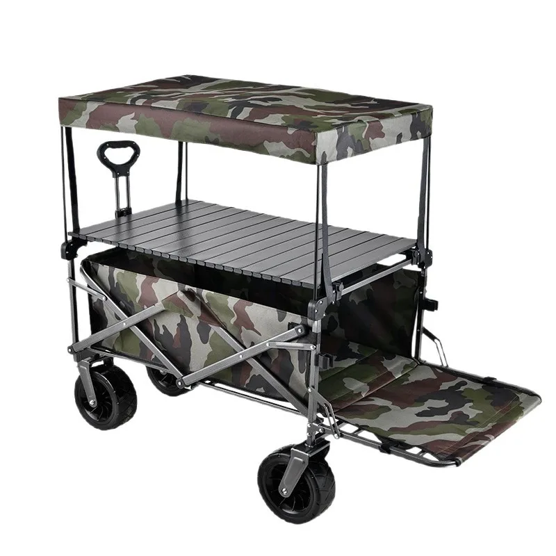 Sunscreen rain shelter table board folding camping trolley trolley picnic cart