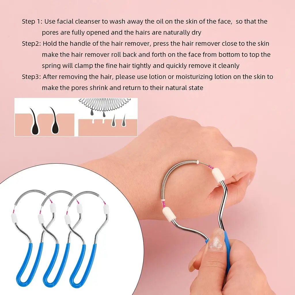 3Pcs Handheld Facial Hair Removal Threader Threading Epilator Tool for Women