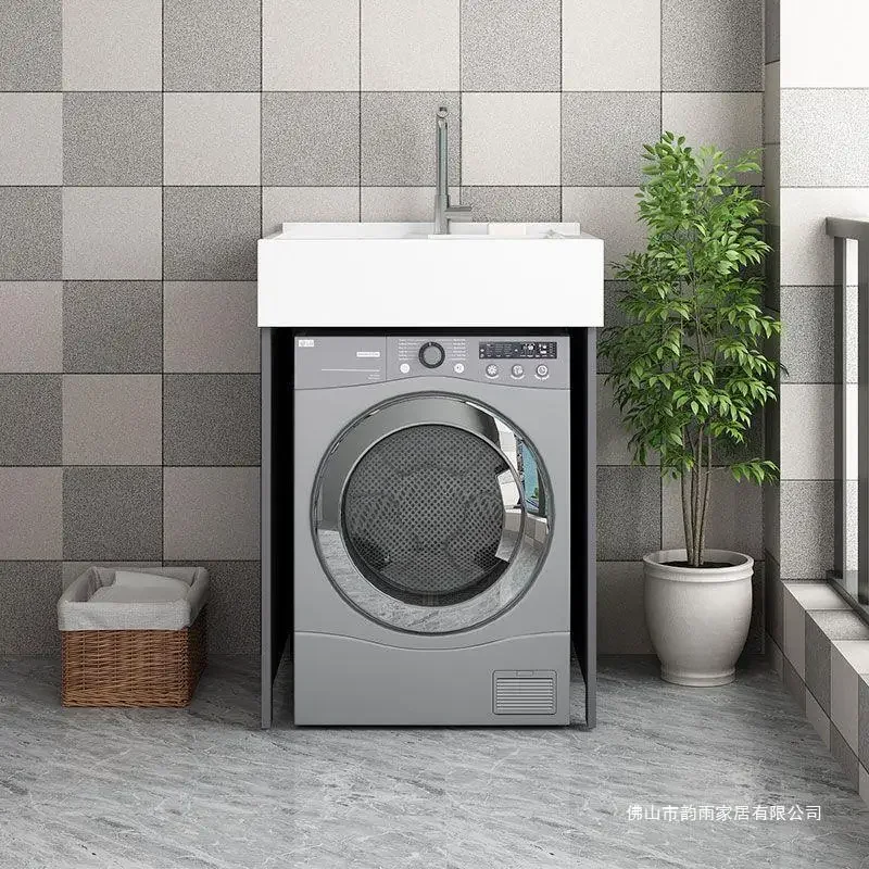 Small unit laundry cabinet combination, integrated basin combination, drum washing machine, companion washing pool slot, angle