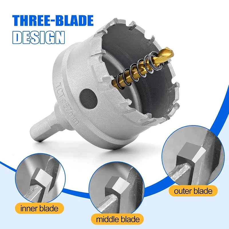 Hartmetall-Lochsägen-Set für Hartmetall, 16-teilig, TCT 16–57 mm, Lochschneider-Set für hochpräzises Schneiden von Edelstahl, Eisen, Kupfer