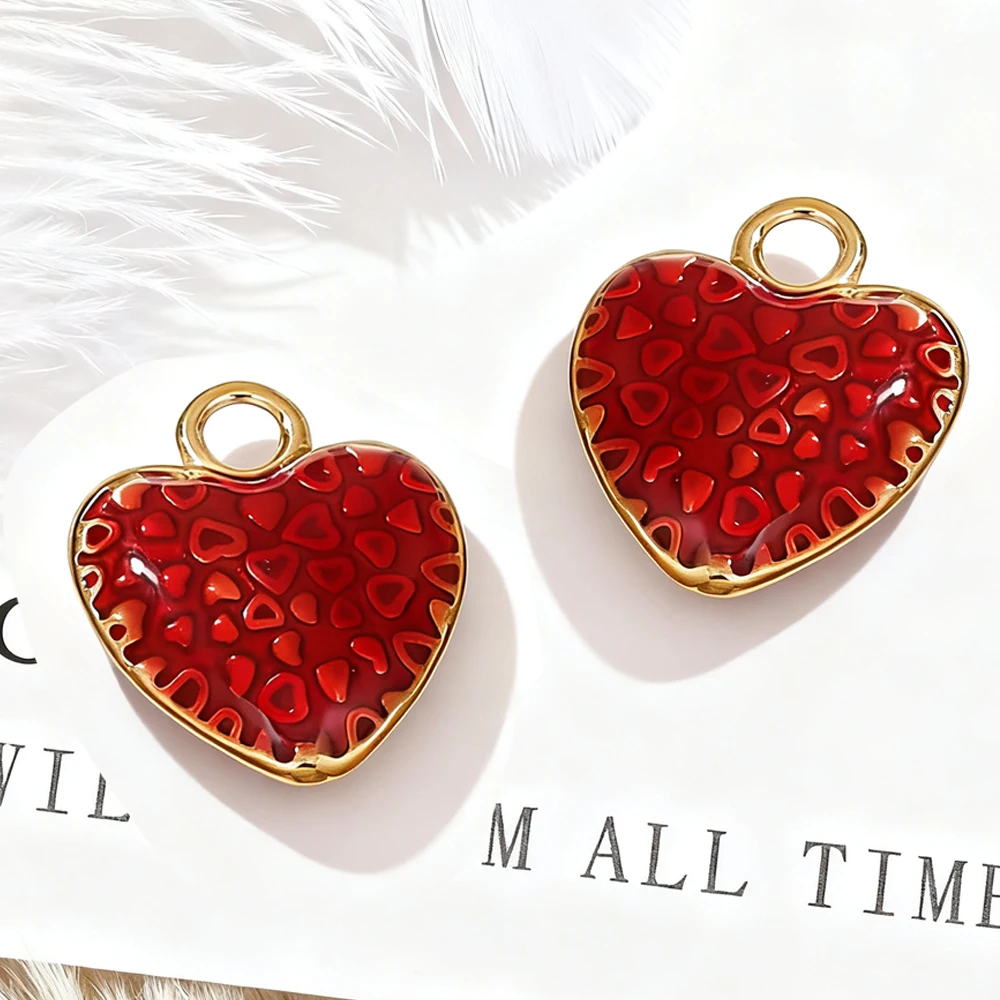 

4 шт., нержавеющая сталь 316L, подвеска «Любовь», красное сердце, кулон «сделай сам», модные ювелирные аксессуары, оптовый производитель