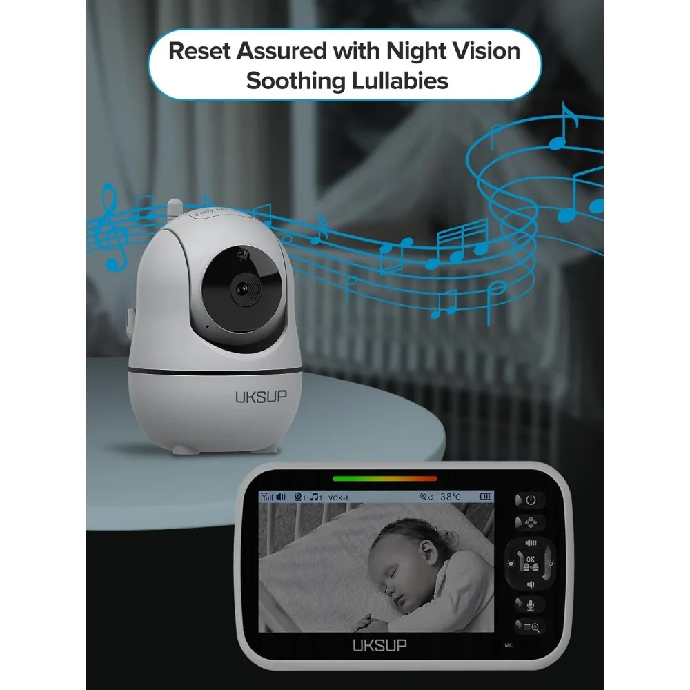 SM663V2 Baby Monitor with 2 Cameras - 5" Display Video Baby Monitor with Remote Pan & Tilt, 2X Zoom,Auto Night Vision, 2 Way Tal