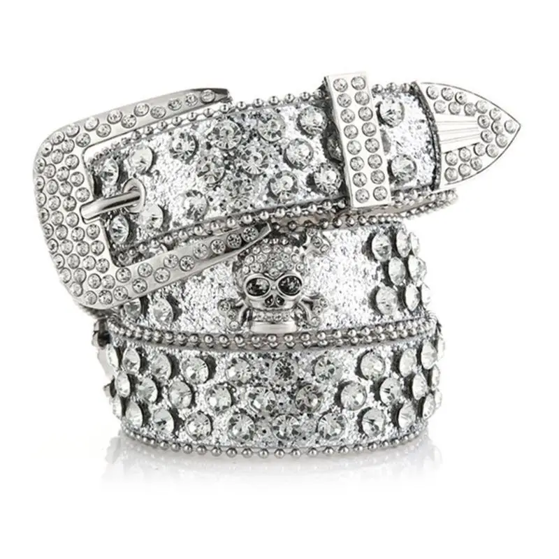 

652F страшная голова, пряжка в виде черепа, поясной ремень с блестящей пряжкой со стразами, ремни для женщин и мужчин, роскошный