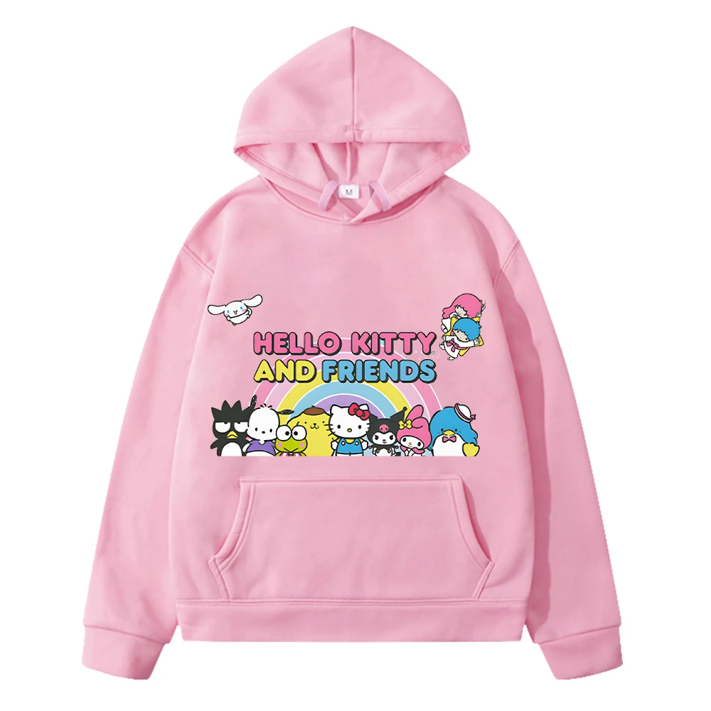 hello kitty Autumn Print hoodies Fleece sweatshirt boy pullover y2k sudadera Sanrio Kawaii anime hoodie jacket kids clothes girl