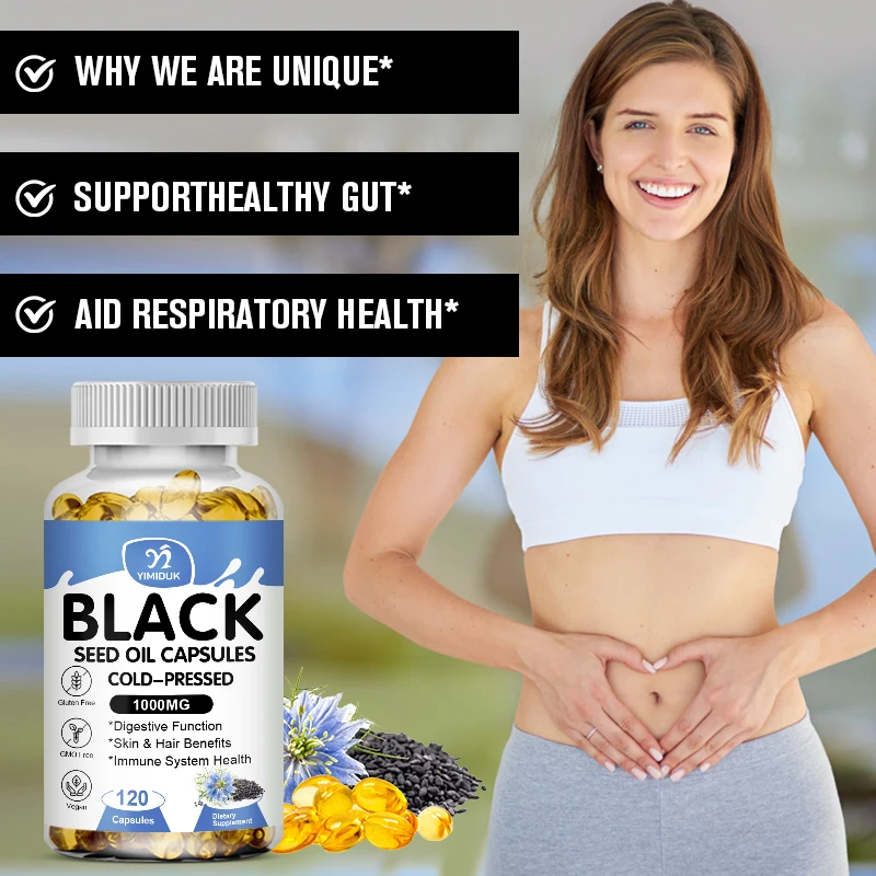 Black Seed Oil Capsules Relieves Indigestion Fights Supports Hair, Skin, Weight Loss Boost Immunity And Fight Inflammation