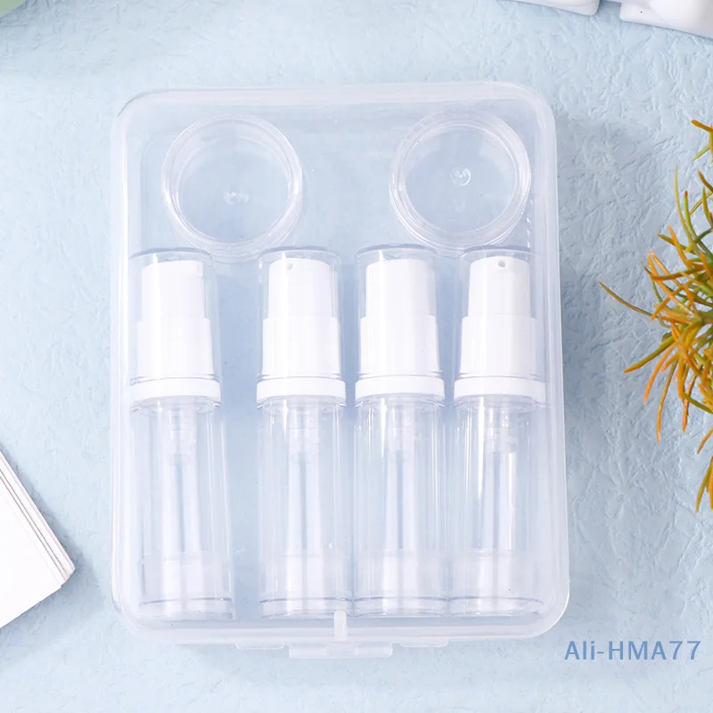 4Pcs 5ML Clear Empty Refillable Airless Vacuum Pump Cream Lotion And Spray Portable Bottle Set Sample Packing For Toiletries