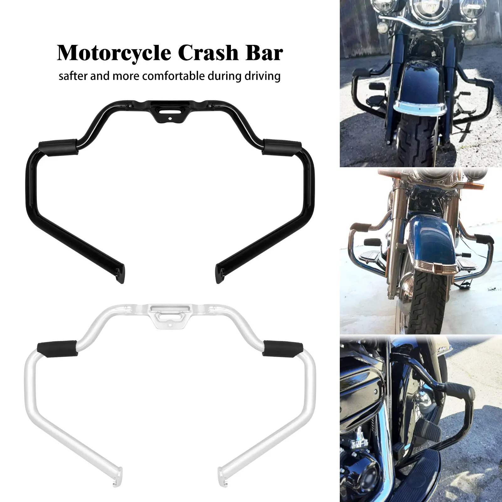 

Motorcycle Engine Guard Highway Crash Bar Black/Chrome For Harley Softail Slim Heritage Breakout FXBR FLSB FXBB FLSL 2018-2024