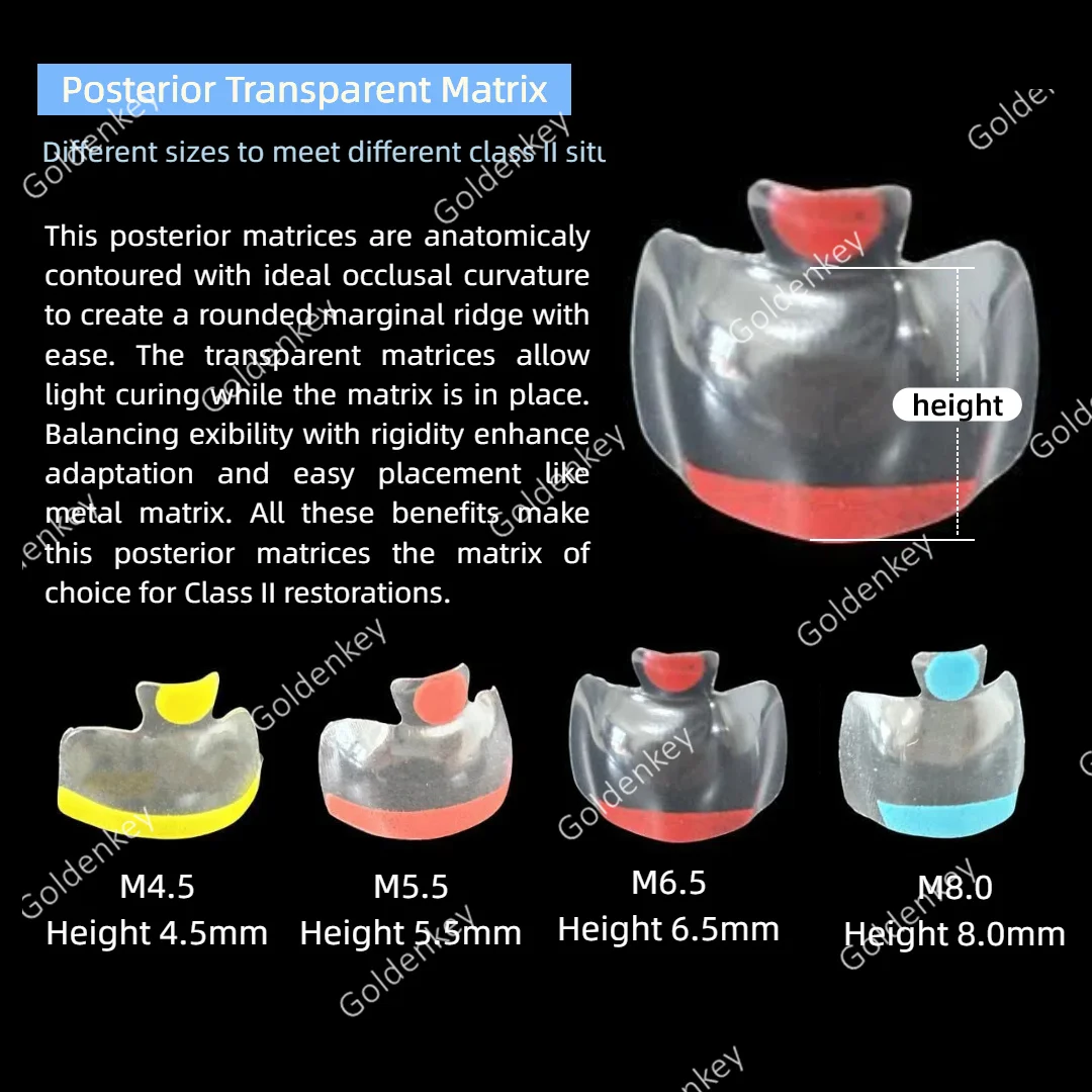 Dental Clear Matrix Posterior Fits Bioclear Transparent BT Matrices Molar Composite Class Restorative 4.5/5.5/6.5/8.0 0.038mm