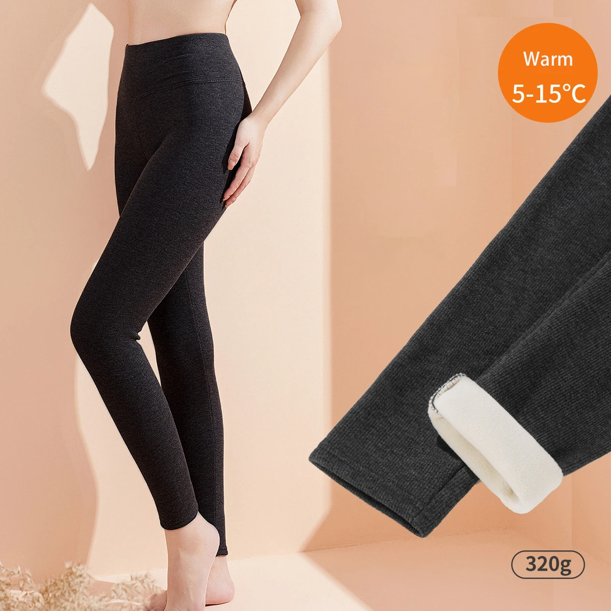 320g Spring Shark Leggings Pants Ribbed Women's Slim Tight-Fitting Elastic High Waist Black Sports Fitness Leggings