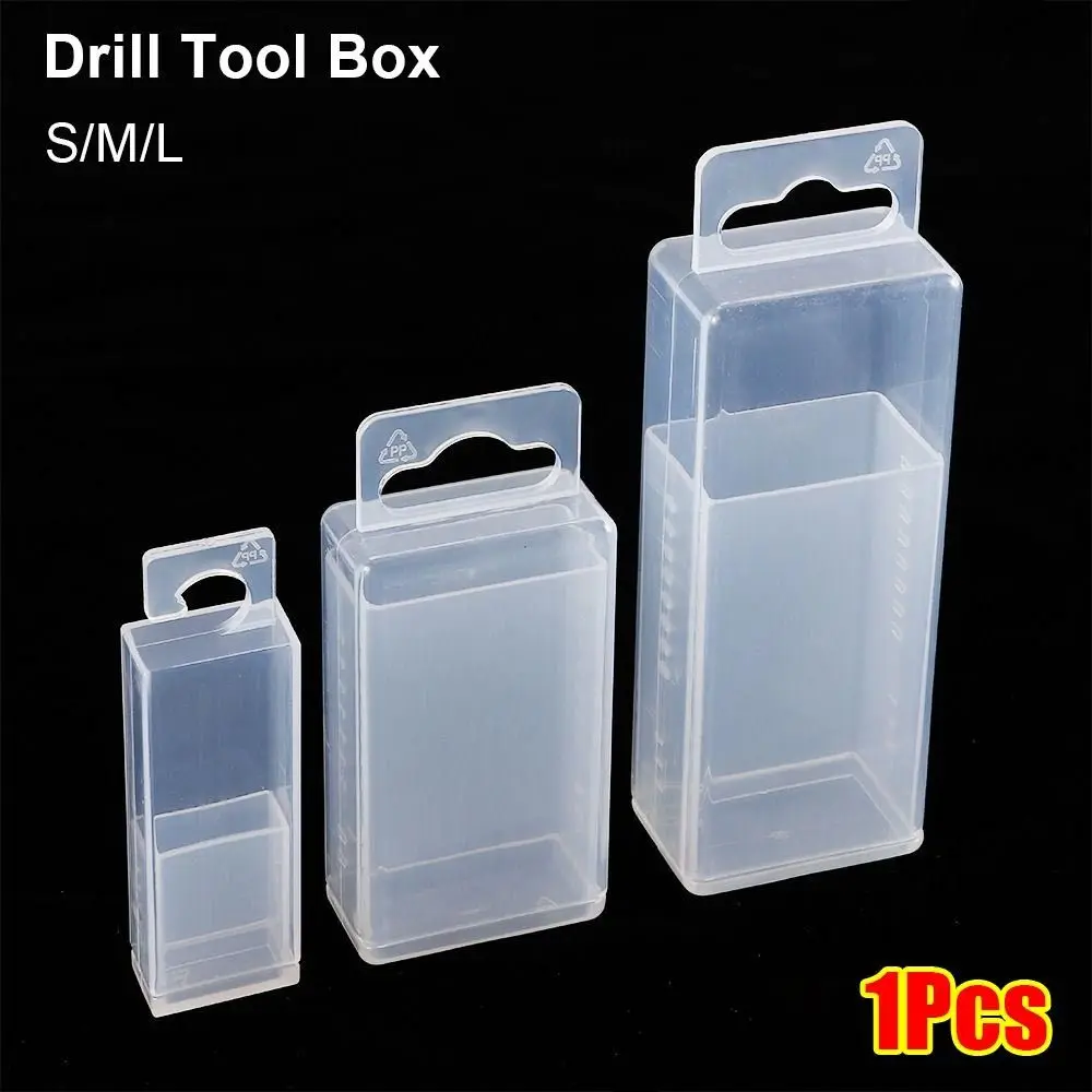 1Pcs Adjustable Height Drill Tool Box Plastic Telescoplc Twist Drill Boxes Rectangular Clear Parts Storage Case Tap Accessories