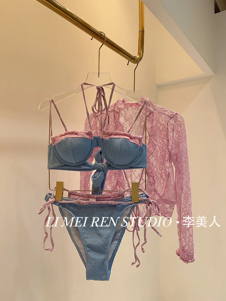 

Новый женский кружевной купальник бикини из двух частей