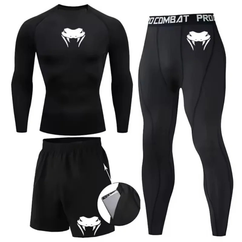 Nowe koszulki MMA + zestaw spodni Jiu jitsu Rashguard Mężczyźni Bjj Muay Thai Koszulki z długim rękawem Boxeo Odzież Siłownia rshirt Topy Spodnie Szorty