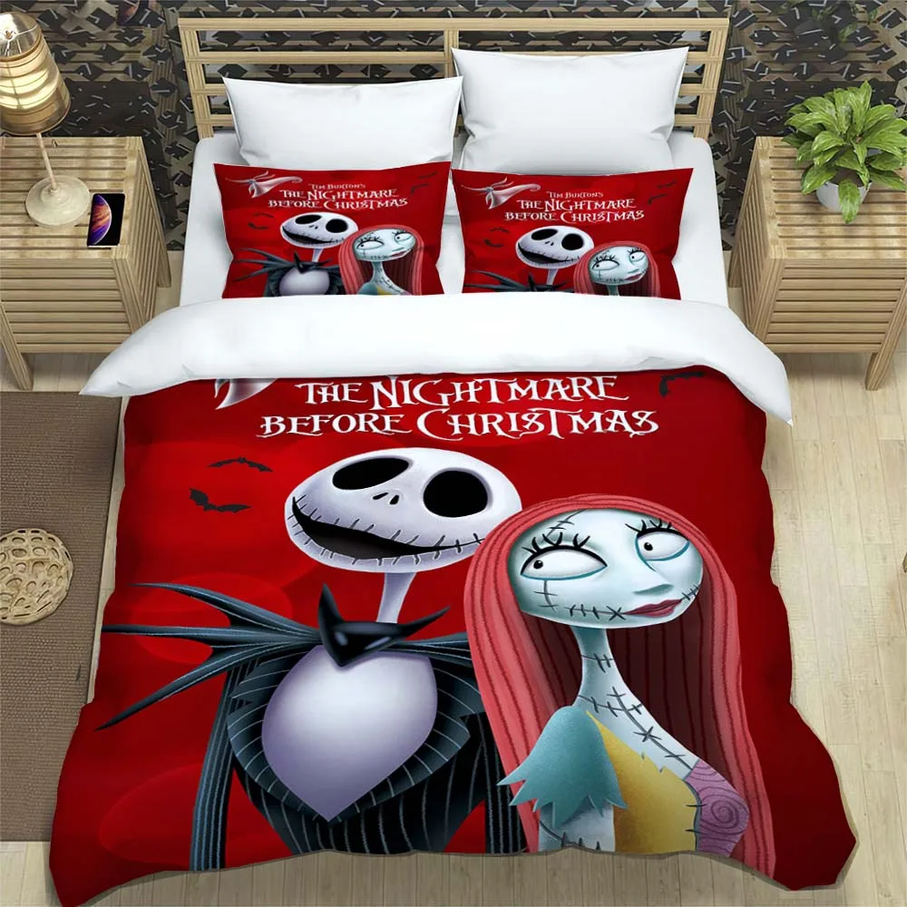 The Nightmare Before Christmas Bedding Set Jack Skellington Home Decoration Pillowcase Quilt Cover Gift To Family and Friend