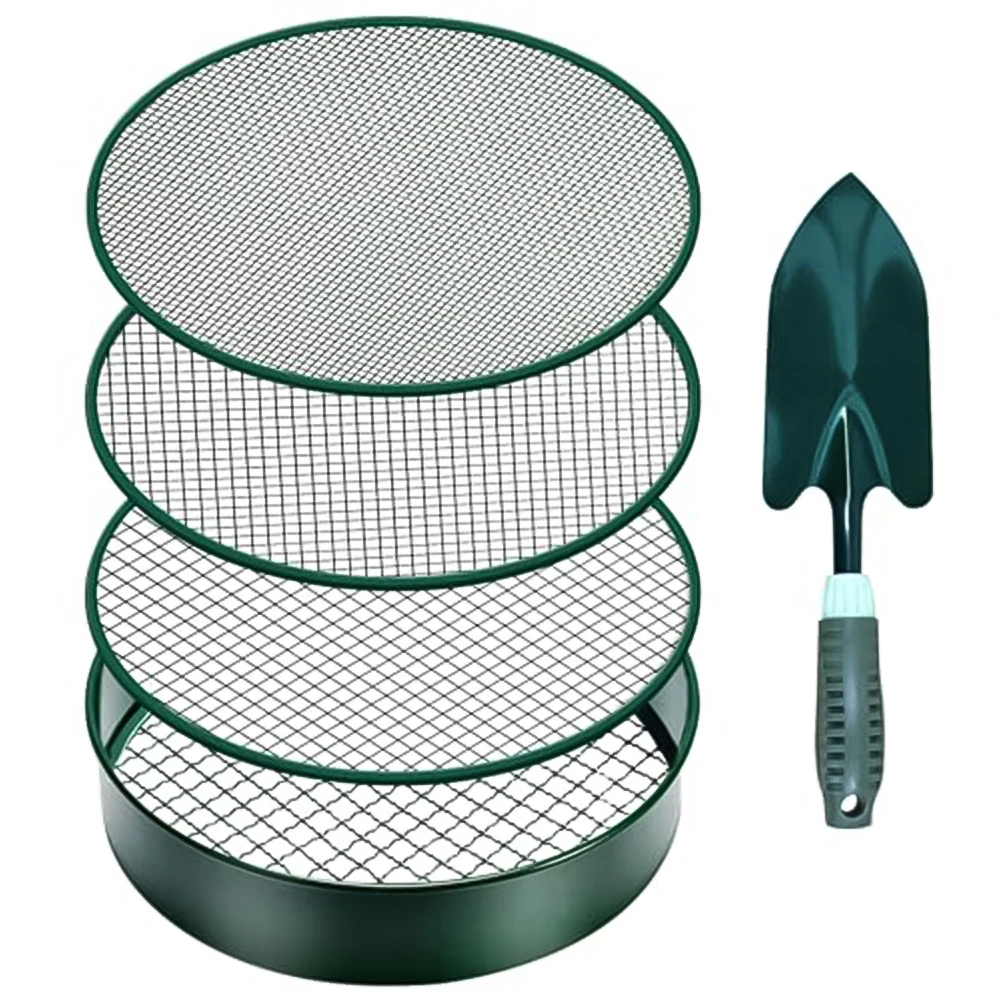 Soil Sieve Filter Mesh Stainless Steel Soil Sifter 4 Mesh Sizes Sieve Shovel Garden Flower Plant Nursery Tools Gardening Tool