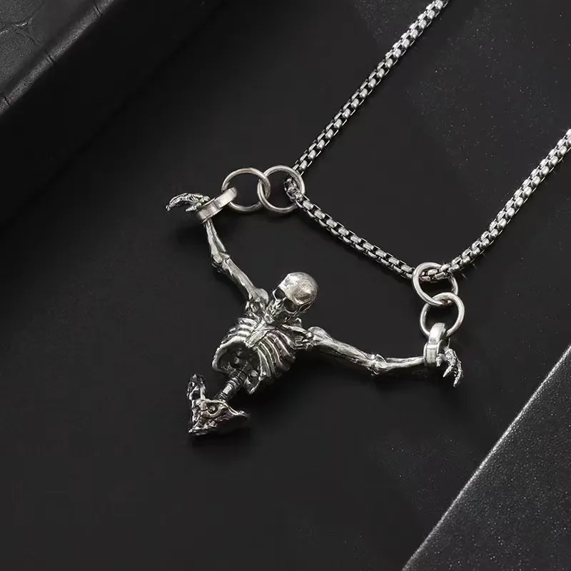 Punk Style Punished Man Skull Pendant Necklace Men Vintage Creative Hip Hop Personalized Necklace Party Jewelry Accessories image 5