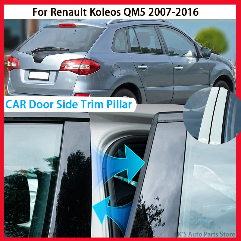 

Fit For Renault Koleos QM5 2007-2010 2011 2012 2013 2014 2015 2016 Gloss Black Pillar Posts Door Trim Window Sticker Cover