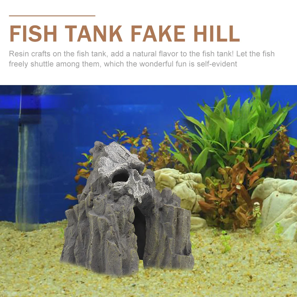 

Aquarium Hill Fake Mountain Decor Resin Rockery Fish Tank Hidden Place for Shrimp and Fish Landscape Ornament Fake Hill Ornament