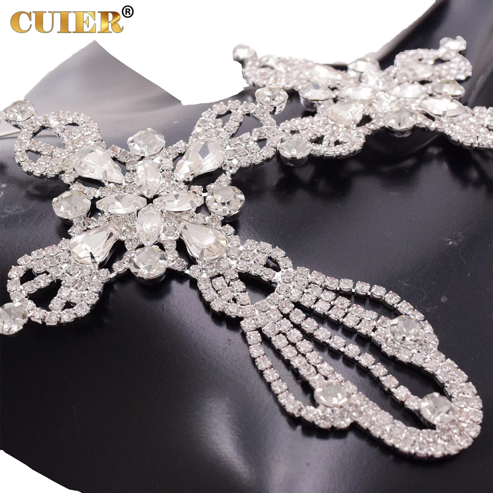 CUIER 9.7CM Exquisite Rhinestone Cross Drop Earring for Women Gift Jewelry Big Size Earrings fro Bridal