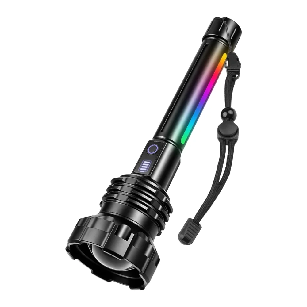 For Low Visibility Environments Black XHP360 LED Flashlight High Lumen Lantern 300m Beam Distance IPX4 Waterproof