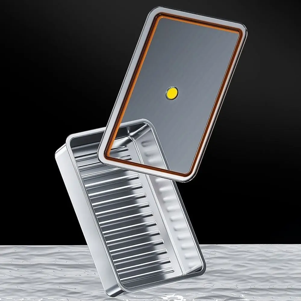 Stainless Steel Food Storage Container Large Capacity Rectangle Meat Fresh-keeping Box with Cover Space Saving