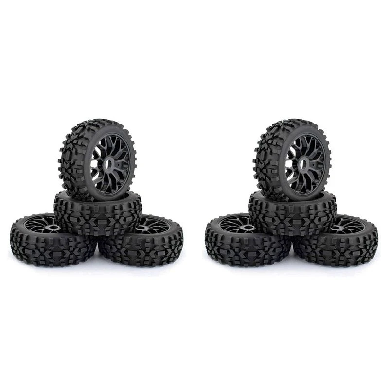 FBIL-8Pcs 118Mm 1/8 RC Off-Road Buggy Tires Wheel 17Mm Hex For ARRMA Traxxas Redcat Team Losi Kyosho VRX HPI WR8 HSP Hobao