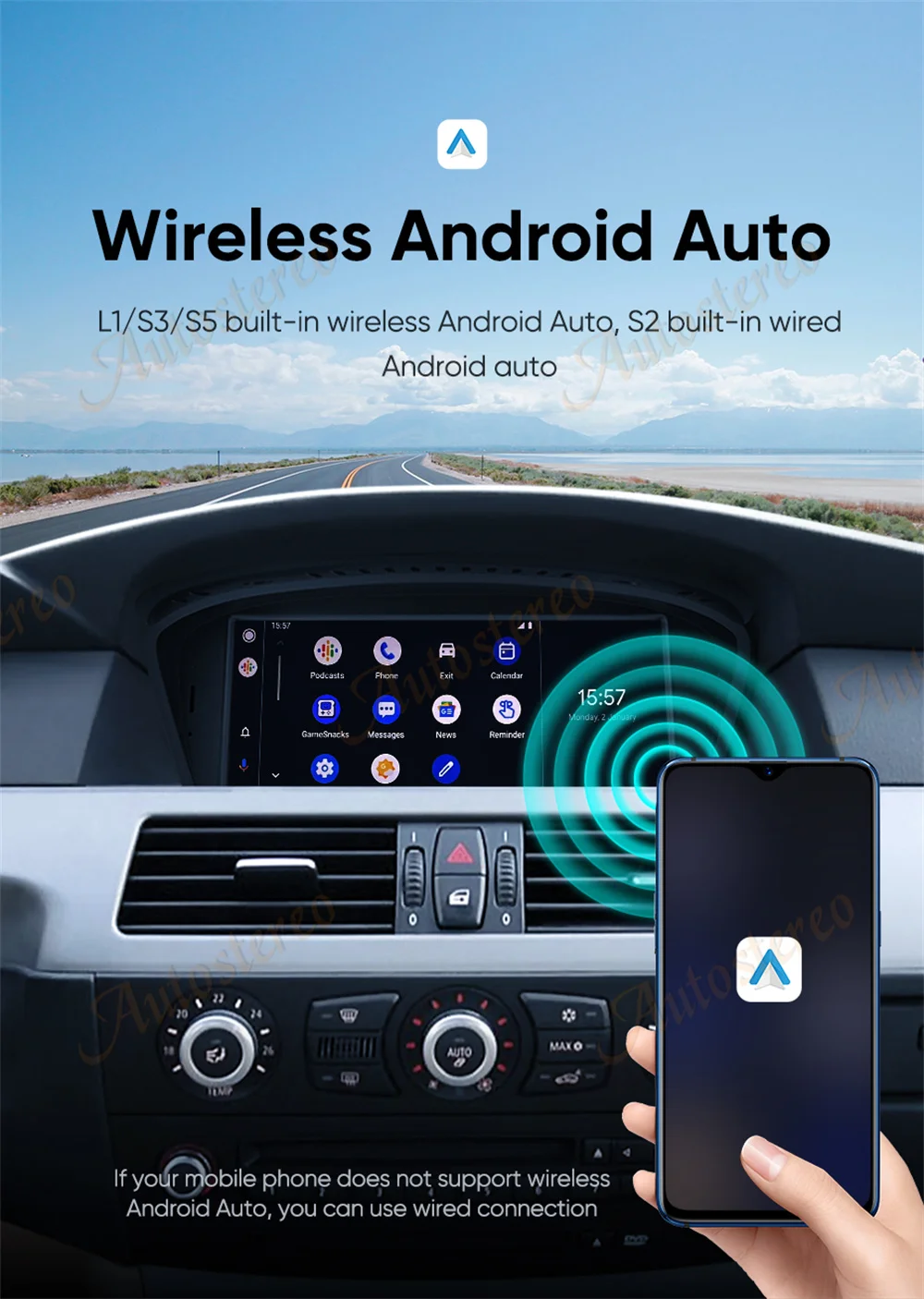 8.8 Inch Wireless CarPlay Android Auto Car Multimedia Radio For BMW 5/3 Series E