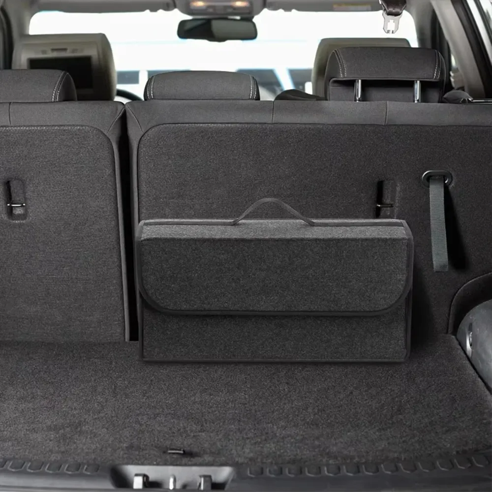 Dark gray car felt storage box, car storage bag, thickened soft felt storage box, household storage box image 4