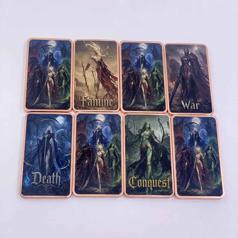 4 Horsemen of the Apocalypse Tarot .999 Copper Bars Gothic Dark Fantasy Halloween Occult Witchcraft Oracle Deck for Beginner