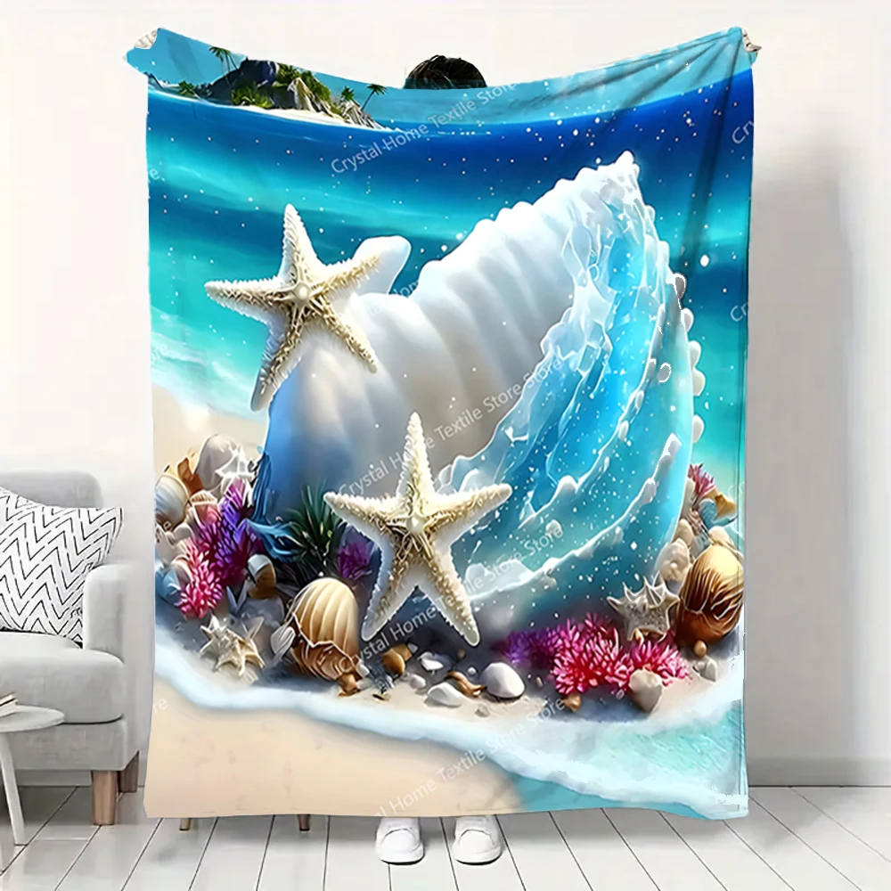 

Ocean Wonders Pattern Print Flannel Blanket, Soft Warm Throw Blanket Nap Blanket For Couch Sofa Office Bed Camping Trave Blanket