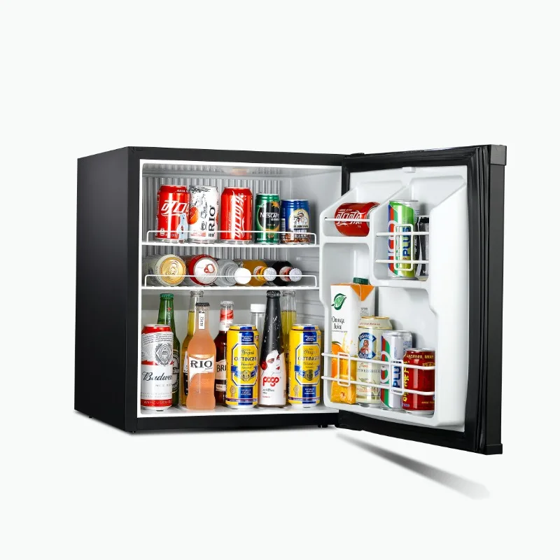 60L Noiseless Hotel Minibar Mini Fridge Service Small Refrigerators Electric Portable Stainless Steel