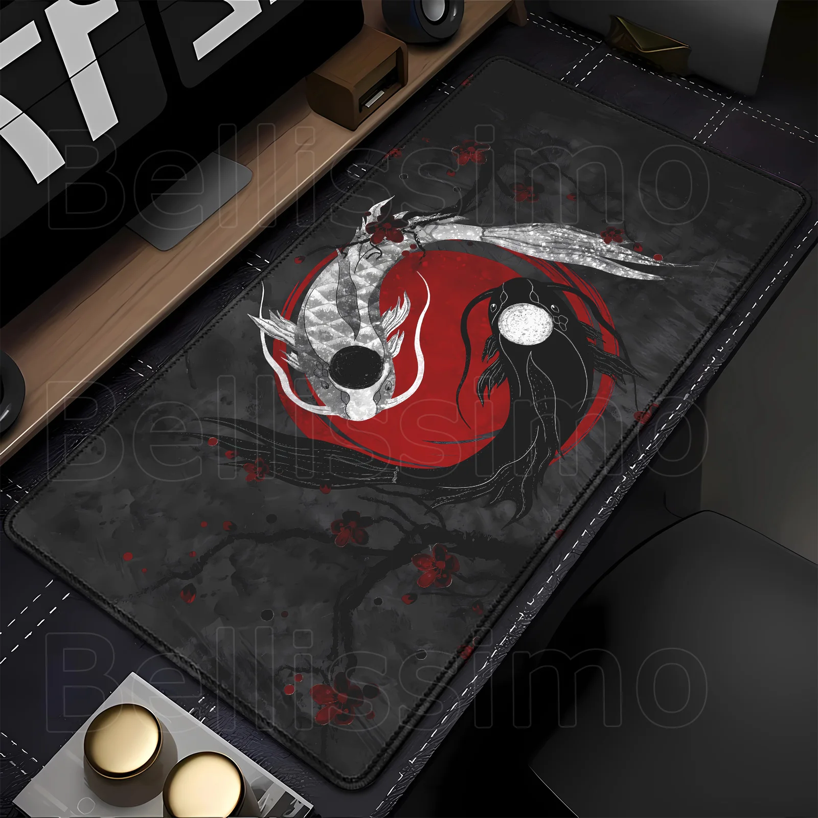 

Gaming mouse pad Koi Taichi yin-yang fish Neutral Table Mats Computer mousepad Company Big 100x50cm Large Gamer teclado desk mat