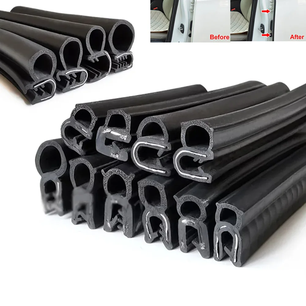 U Channel car Door Edge Guard Rubber Sealing Strip U Type Double-layers Black Insulation Door Frame Protector Sealing Trim Parts