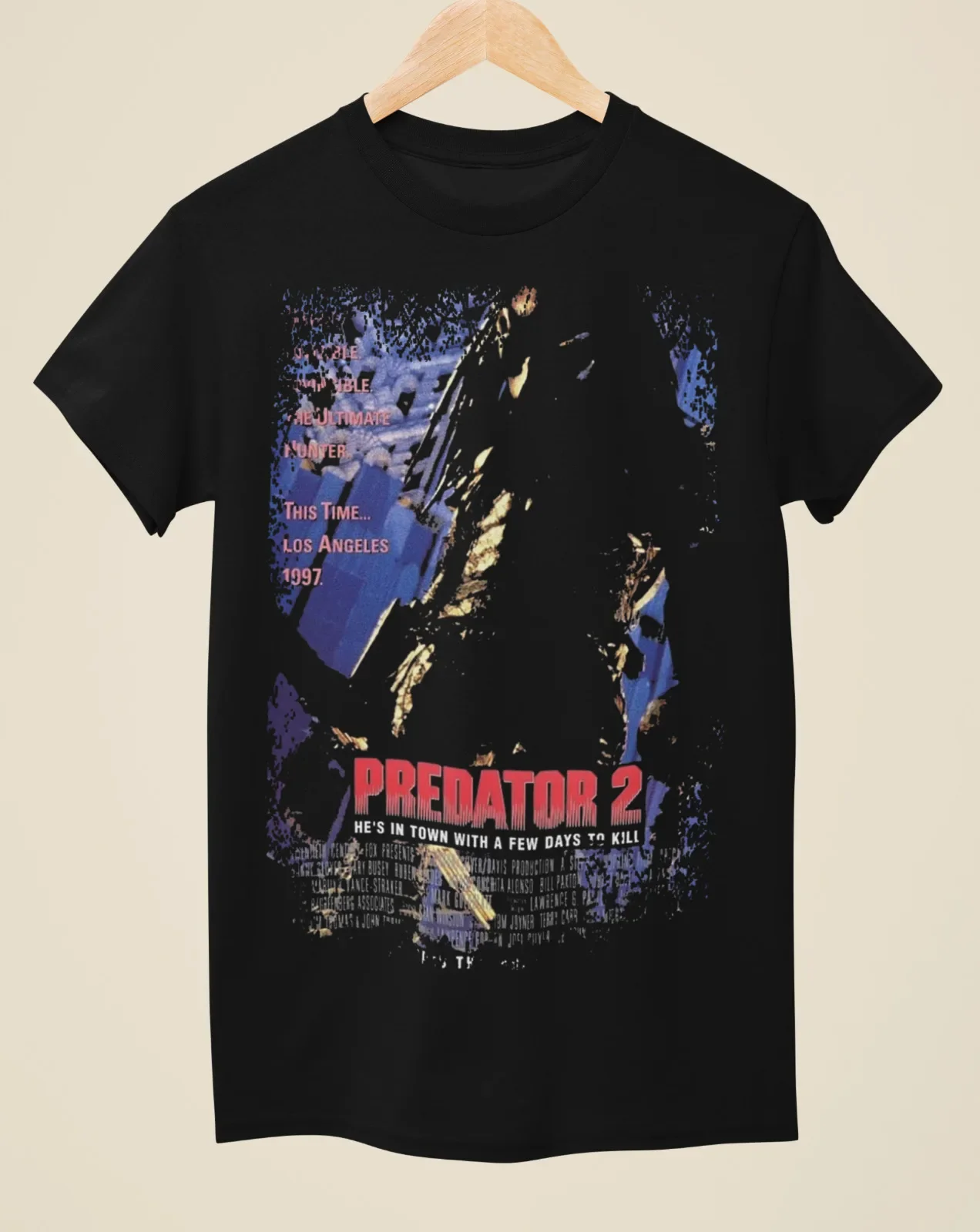 Predator 2 Movie Poster Inspired Unisex Black T-Shirt mens designer clothes new in tops & tees Short Sleeve Round Collar manga