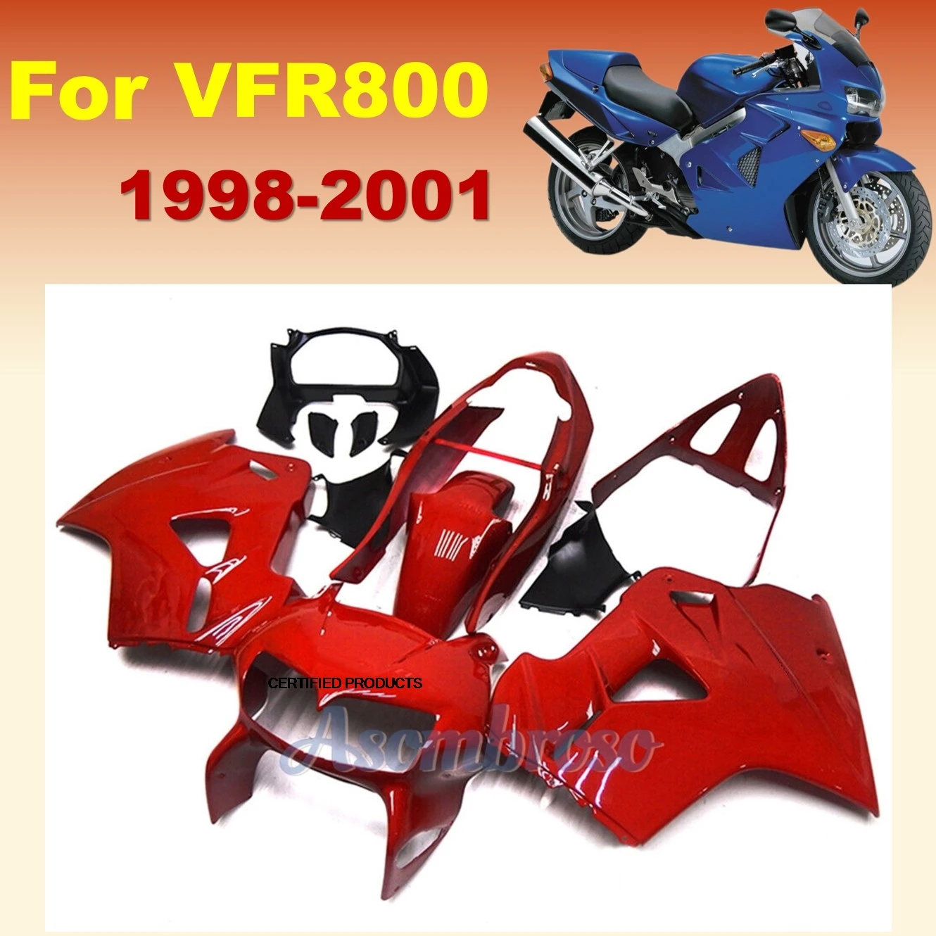 

Body Frame Fairings For Honda VFR800 1998 1999 2000 2001 VFR800RR 98 99 00 01 VFR 800RR Motorcycle Fairing kit