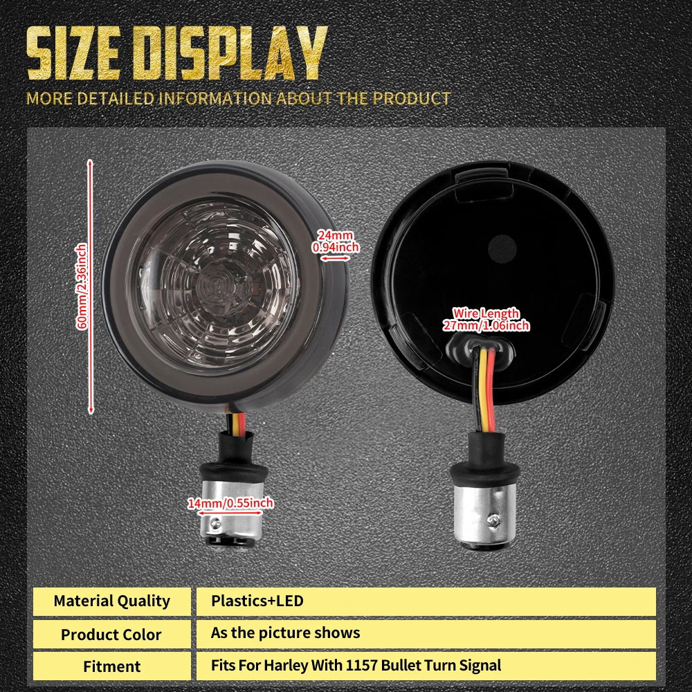 Motorcycle 1157 LED Turn Signal Indicator Light Front Rear Bullet Inserts Lamp For Harley Touring Softail Dyna Sportster XL 883