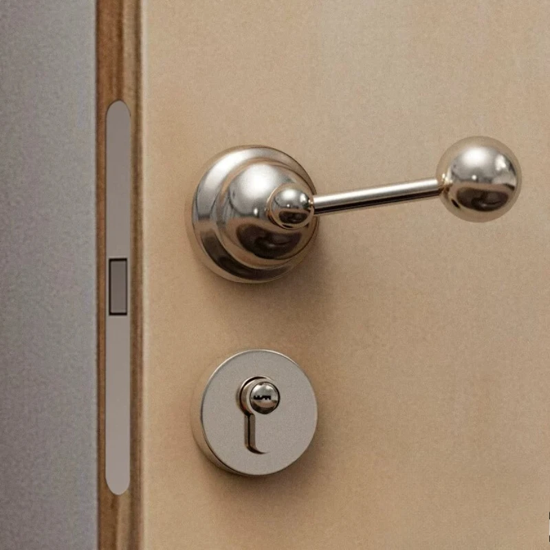 

Bauhaus Bedroom Door Lock Vintage Magnetic Silent Latch Titanium Silver Handle Interior Minimalist Elegant Anti Rust Heavy Duty
