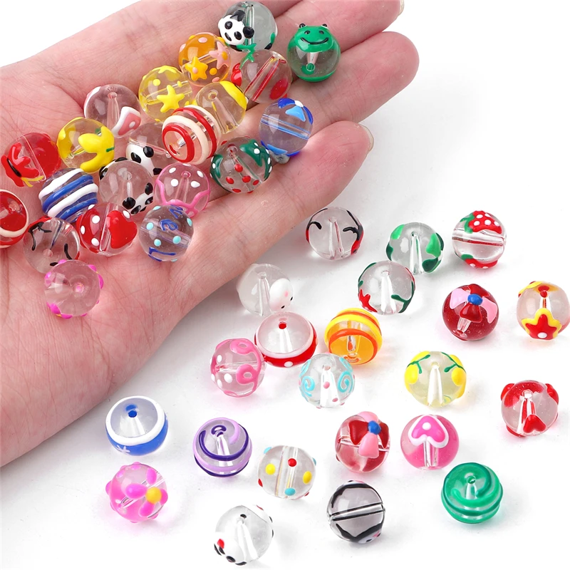 2 piezas de cuentas de vidrio Lampwork esmaltadas, con formas de corazón, flor, estrella y redondas, para la fabricación de joyas artesanales DIY, como campanas de viento, pulseras, pendientes y dijes.