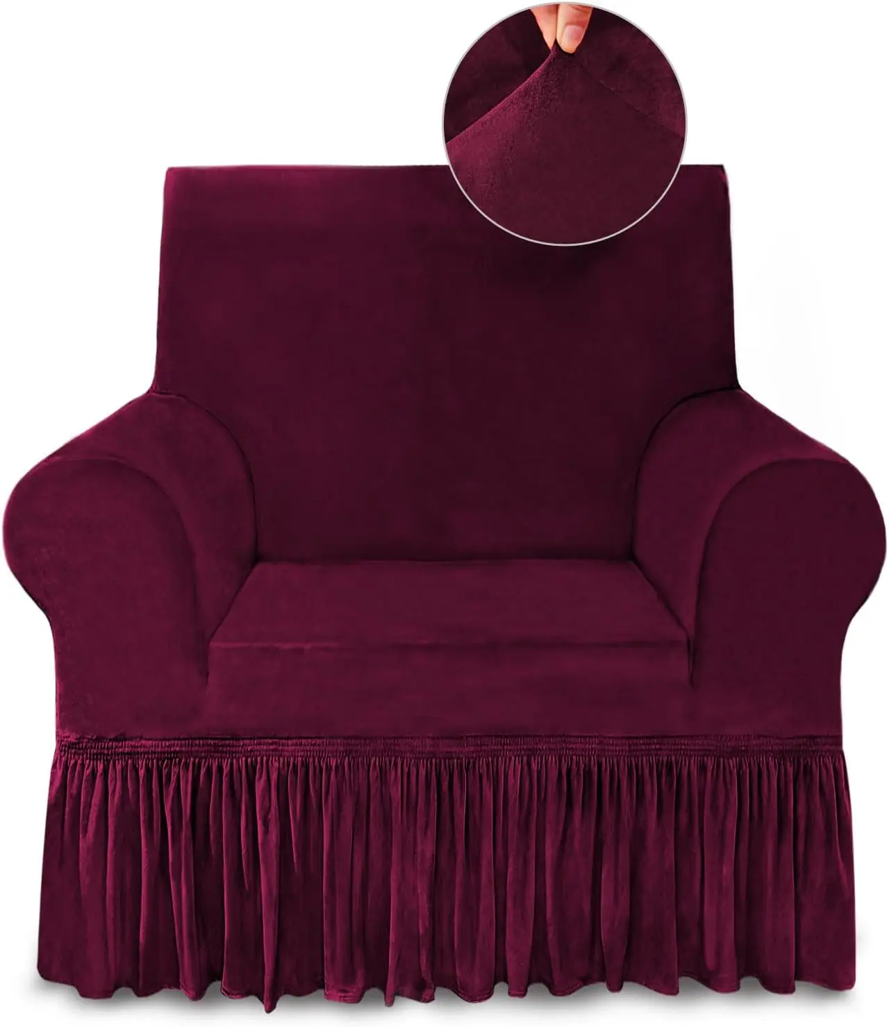 

Armchair Cover Super Soft 1-Piece Wine Red Armchair Slipcover Stretch Universal Wine Red Spandex Couch Covers For Living Room