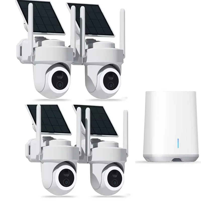 Newest 4K Solar Security Cameras Wireless Outdoor Home Security System 4 Cam-Kits 2.4G 5G WiFi 64GB Night Vision SD Card