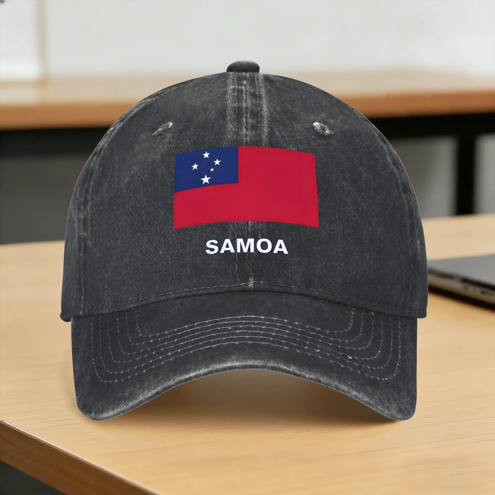 Samoa Flag with Text Casual Baseball Cap Summer  Trucker Hat Breathable Hunting Camping  Hats Men Adult Trendy Baseball Caps