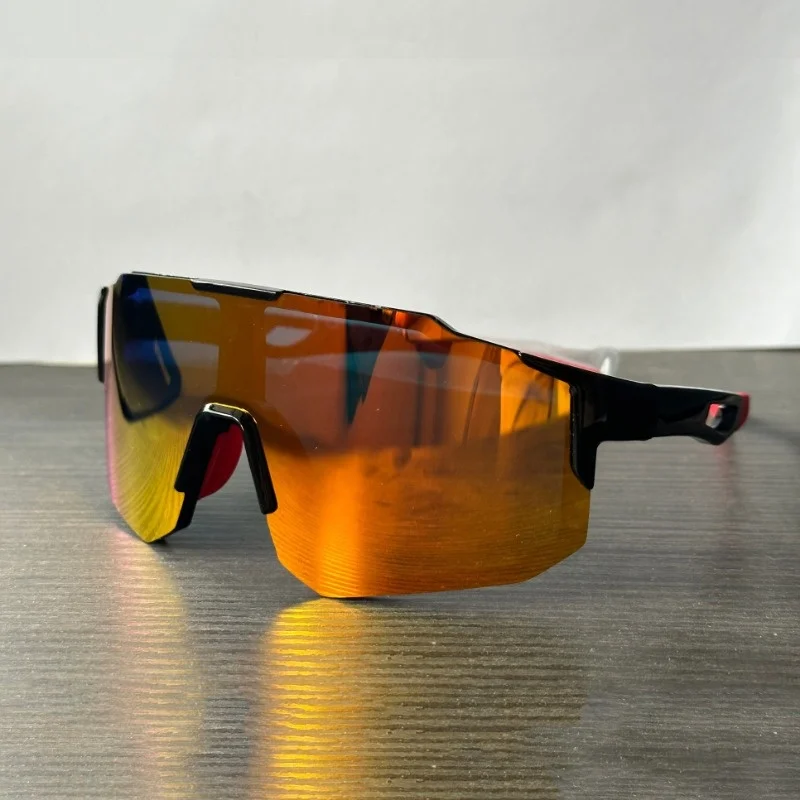 Men's Fashion Large Frame Glasses Integrated Design Bright Yellow Orange Lens and Black Frame Suitable for Daily Wear image 4