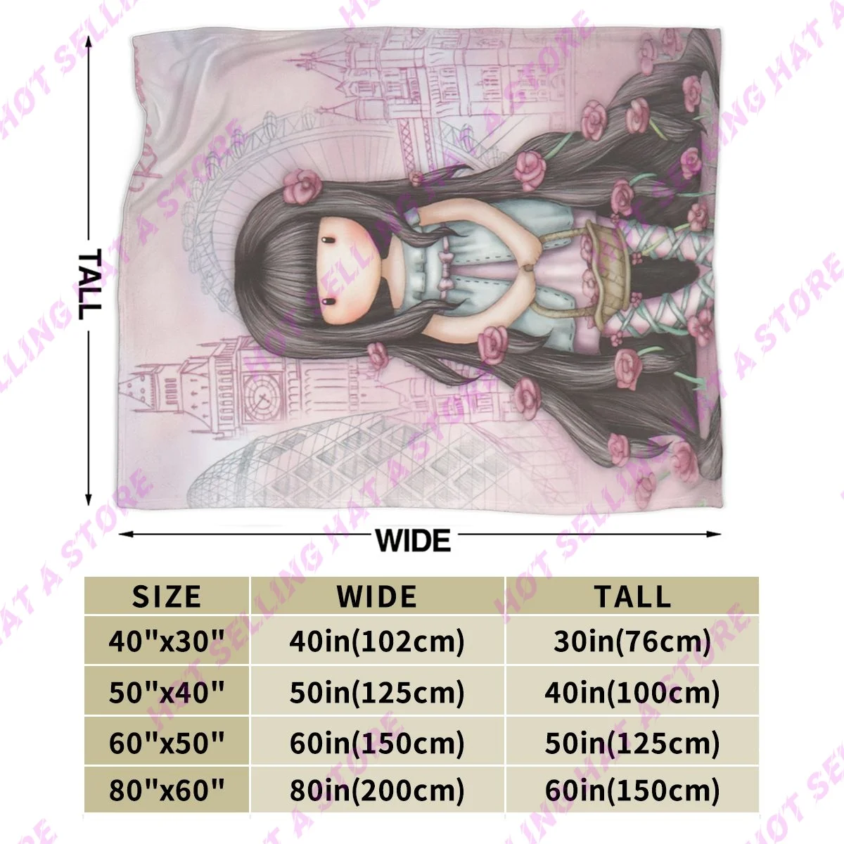 Summer Art Cartoon Santoro Gorjuss Throw Blanket Soft Fleece Autumn Warm Flannel Anime Girl for Sofa Outdoor Bedding Blanket