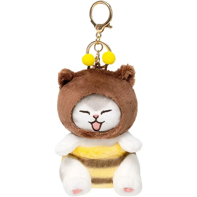 New Original YouYou Mofusand Shark Cat Meow Bee Plush Keychain Cute Shark Cat Stuffed Plushie Doll Children Gift Toy