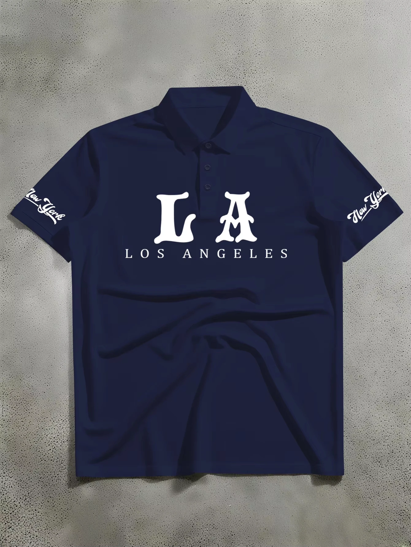 Simple Men's Los Angeles Print Polo Shirt, Loose And Lightweight Polyester Fabric